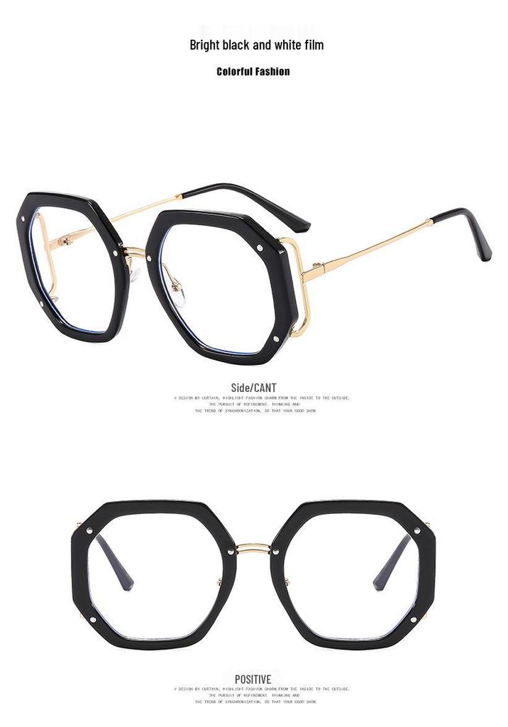 2022 Polygon Eyeglass Frame: Anti-Blue Light, Hollowed Sides, Trendy European & American Design