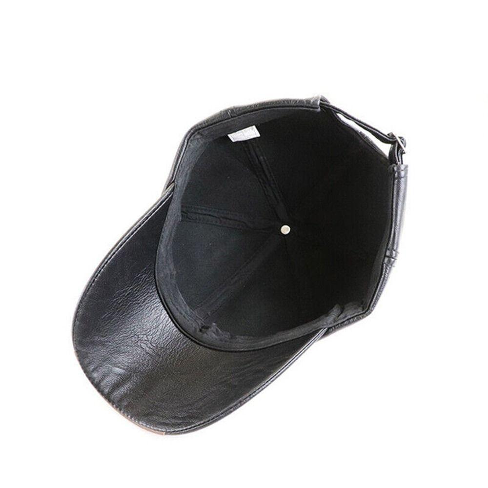 Winter Thicken Warm Plush Sports Hat Outing Cap Peaked Hat Leather Baseball Cap