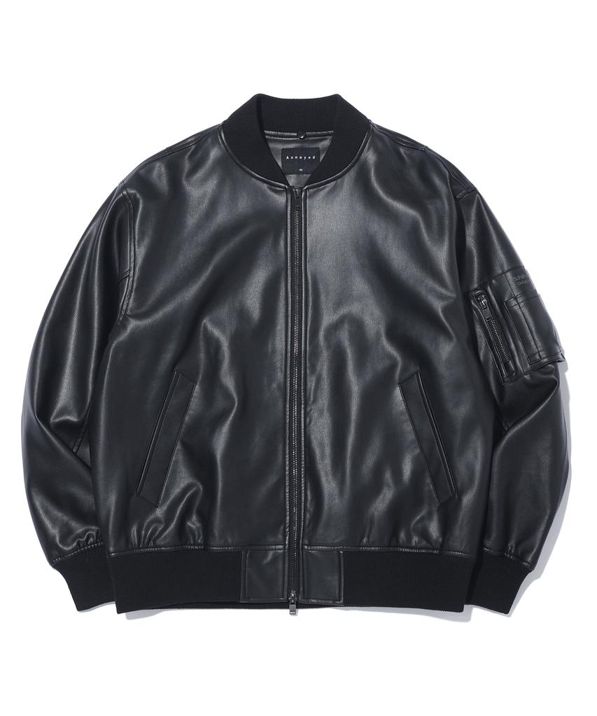 Annoyed Two-Way Aviator Leather Jumper Lq1Ju028_Black