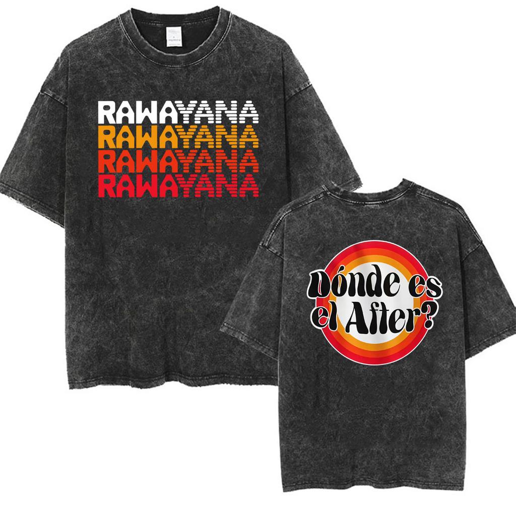 Magliette Vintage Lavate Uomo Donna Moda Hip Hop Pop Musica T Shirt Casual Larga Manica Corta Rawayana Veneka Band Album