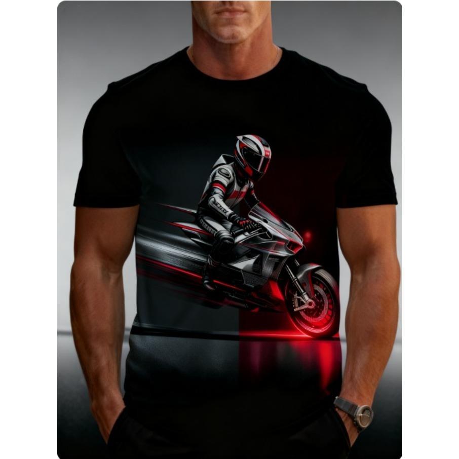 Men's Streetwear Sports 3D Print Loose Round Neck Short Sleeved T-shirt Top
