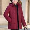 Plus Size XL-5XL Middle Age Woman Coats Winter Short Parkas Hooded Embroidery Casual Thick Warm Outerwears Women's Jackets