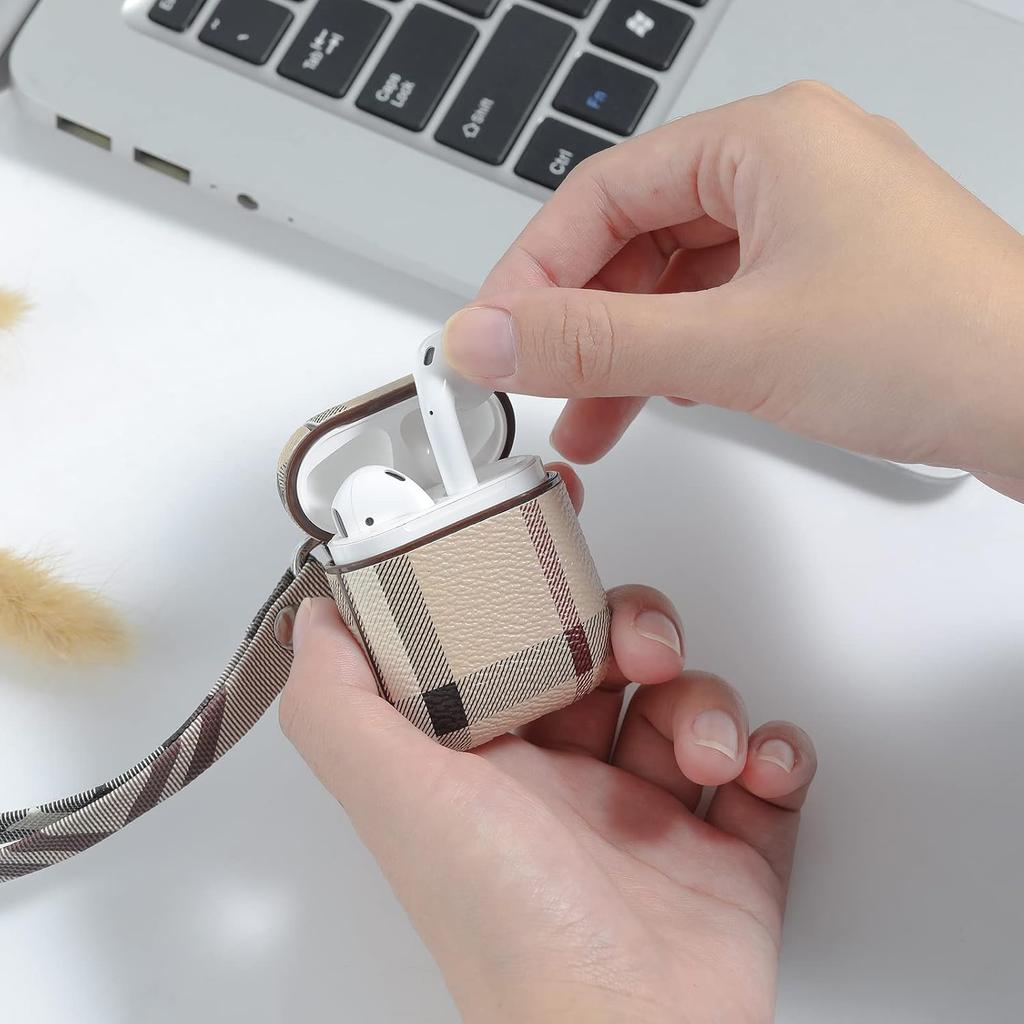 AirPods Case Cover Designed for Apple Airpods 2&1 Charging Case, AirPods Leather Case, Full-Body Protective AirPods case, Cum Wrist Strap, and