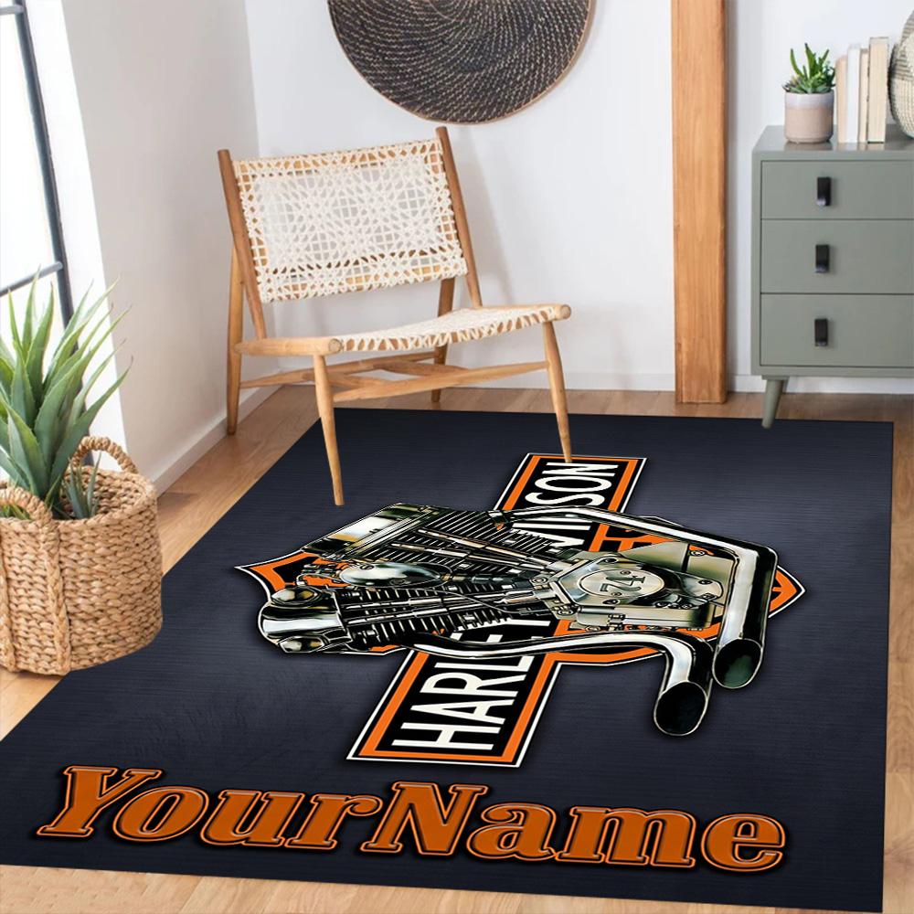 Harley-davidson Motorcycles Customizable Name Carpet Suitable for Game Room Living Rooms Study Room Dormitory Anti-slip Rug Decorate Offices