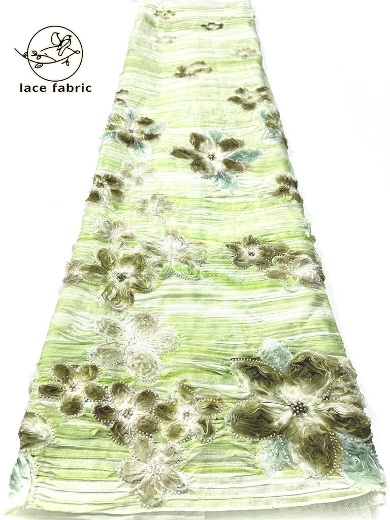 Latest Nigerian 3d Lace Fabric 2026 5 Yards African Sequins Lace Fabric Beaded Tulle Embroidered Fabric for Wedding Dress Sewing