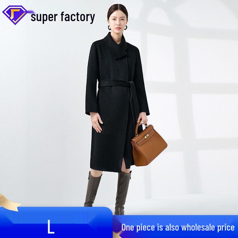 

Women s Long Double-Sided Cashmere Wool Coat - 2024 Winter Collection L