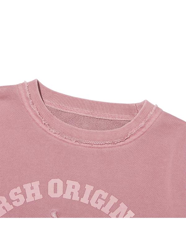 KIRSH Pigment Dyed Arch Cherry Crop Sweatshirt [Pink]