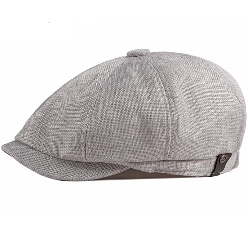 

HT3669 Berets Spring Summer Men Women Cap Vintage Octagonal Cap Male Female Cotton Linen Beret Hat Unisex Beret Cap Men 56-61cm Adjustable світло-сірого кольору