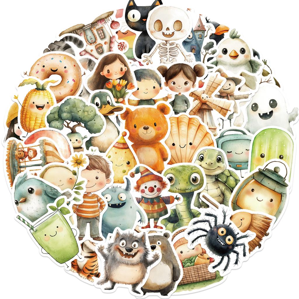 50 Stück Minimalistische Tiere Cartoon Graffiti Aufkleber Handy Gitarre Laptop Notizbuch Koffer Wasserbecher Wasserdichter Aufkleber Kinderspielzeug