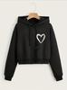 Fashion Love Heart Letter Print Autumn Winter Cropped Sweatshirt Crop Top Hoodie Y2K Sweatshirts Gothic Casual Style Clothes