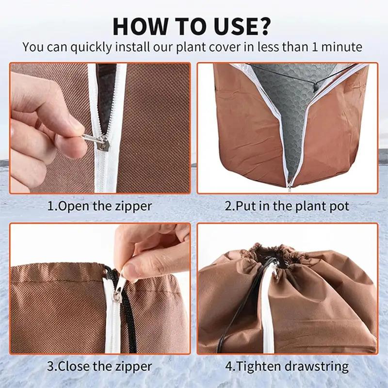 Waterproof Winter Flowerpot Antifreeze Cover Plant Frost Protection Bag with Zipper Drawstring Garden Plant Cover