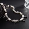 SHIXIN Punk Imitation Pearl Rivet Choker Necklace for Men Trendy Irregular Silver Color CCB Beaded Neck Chain Male Jewelry Gift