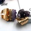 Retro Verstellbarer Offener Band Natürlicher Amethyst Fingerring Schmuckzubehör