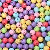 Creative Earrings Beaded Loose Beads 50pcs 7.5mm Acrylic Necklace Round Star-Patterned Accessories For DIY Jewelry Making Straight Hole Bracelet