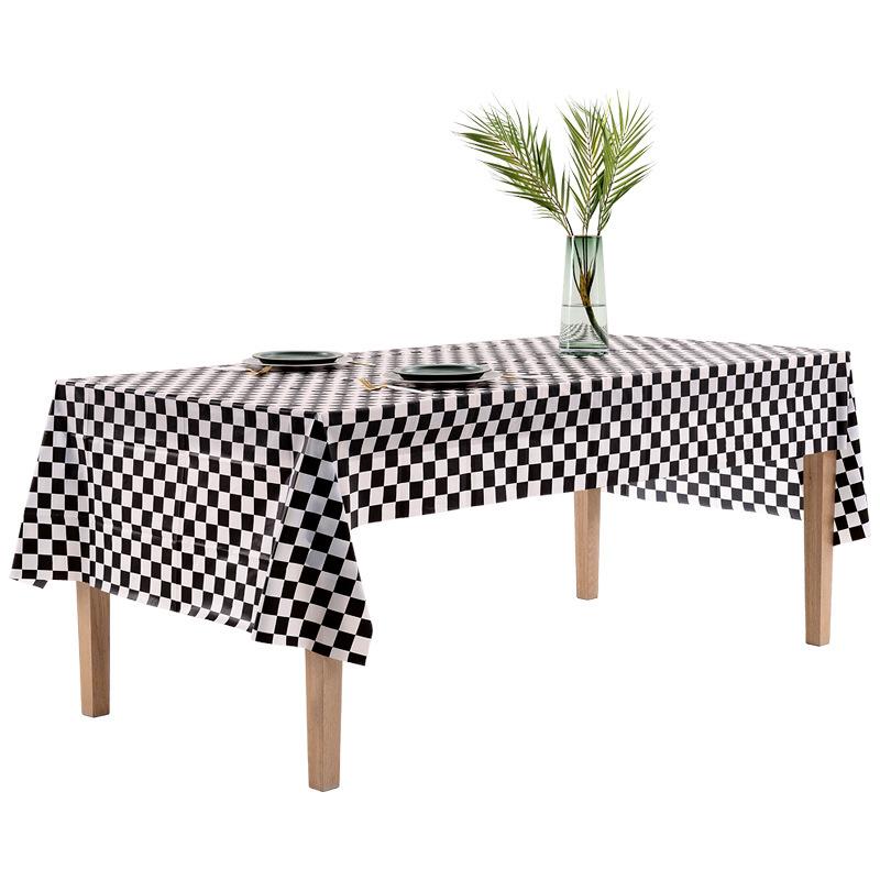 F1 Racing Tablecloth Checkered Black White Chess Flag Abstract Chessboard Checker Game Rectangular Table Cloth