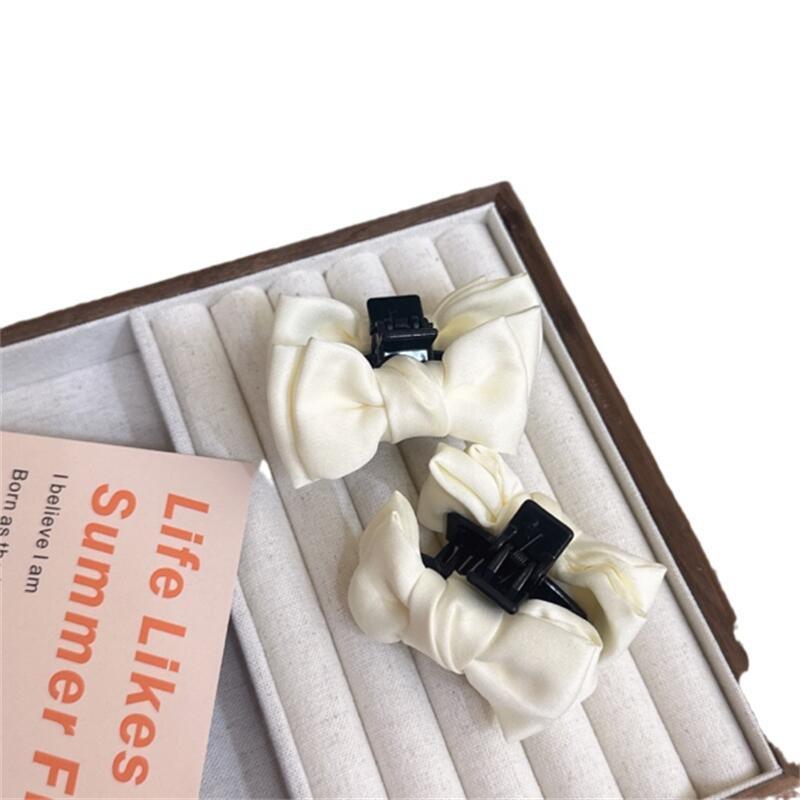 Elegant French Black Bow Hair Claw Clip for Women - Small Size, Versatile Princess Style for Bangs, 2025