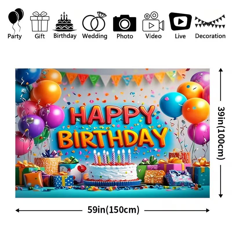2D Color Confetti Birthday Gift Box Backdrop Birthday Party Decor Photo Background Cloth