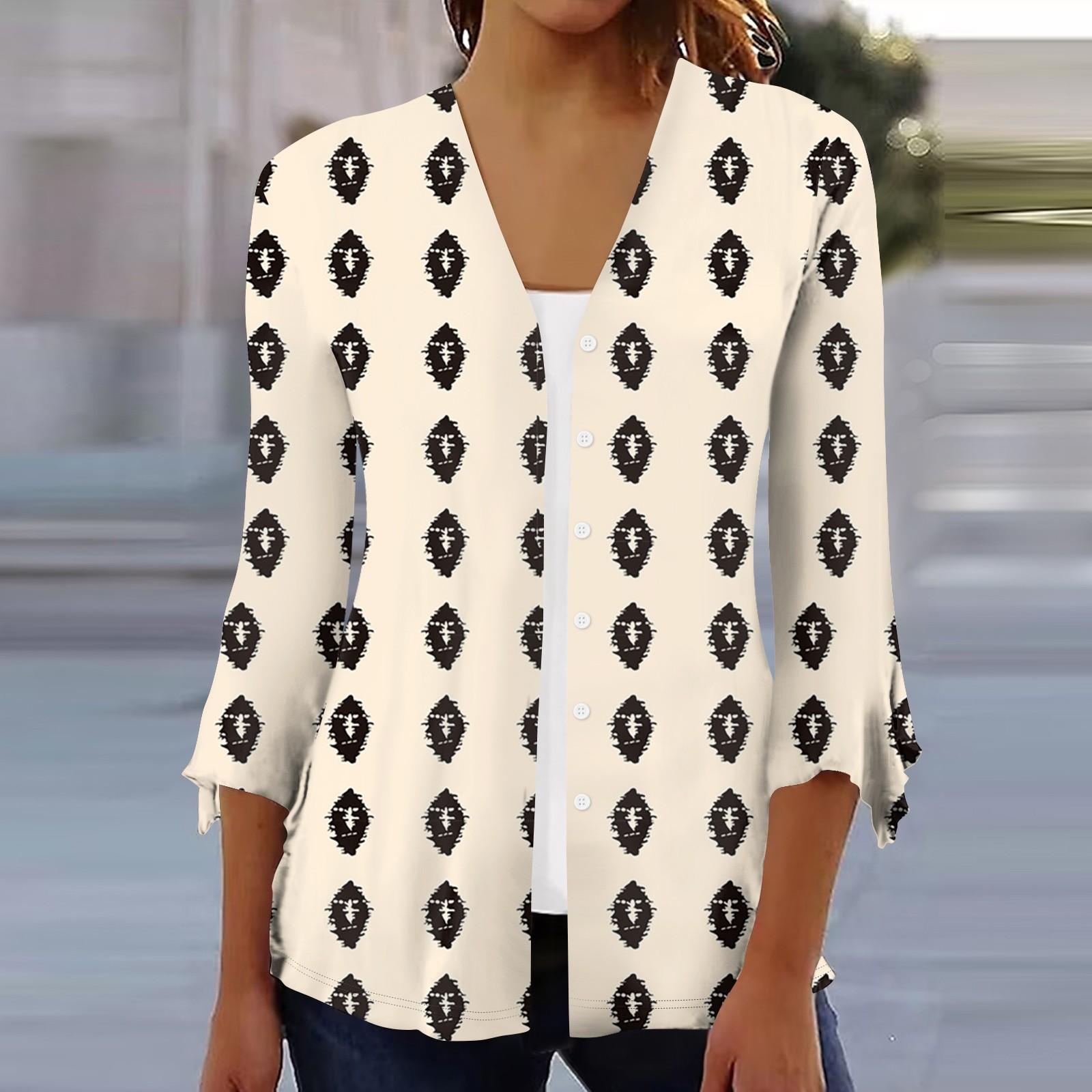 

Рубашки с рукавом 3/4 для женщин, свободная футболка с принтом, топы с v-образным вырезом и рюшами на рукавах L белый