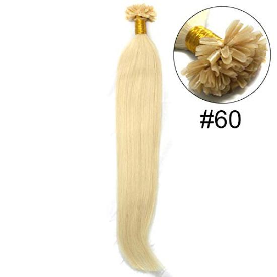 ALISY Menselijk Haar NAIL U TIP Tip Remy Haar Gekleurde Pruik Set Extensions, Extensions, Extensions, 50-Stuks (16-inch, 60#)