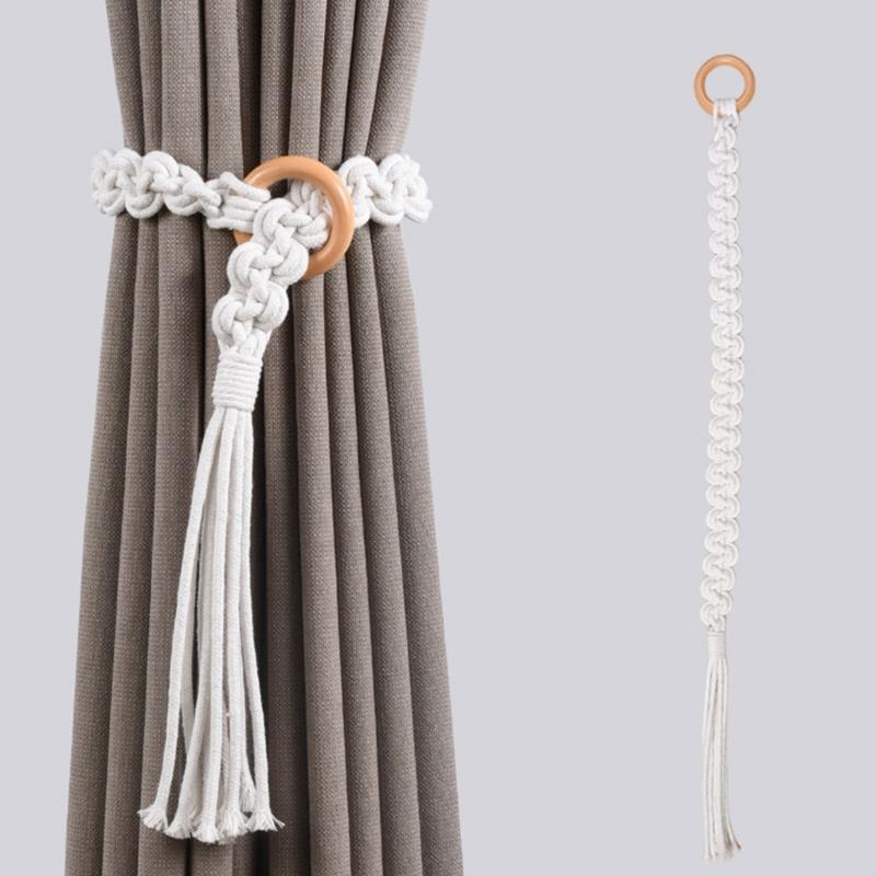 Handmade Weave Curtain Tiebacks Curtain Holder Clip Buckle Rope Straps Easy Installation Traditional Cloud Designing