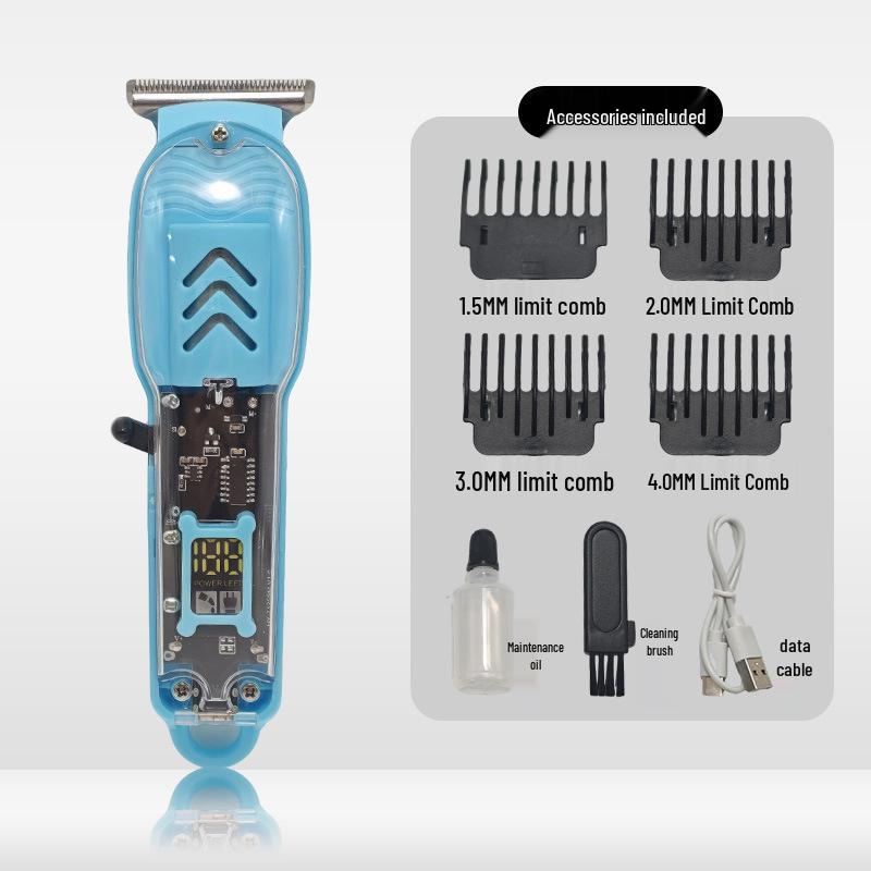 LCD Display Electric Hair Trimmer: Professional Salon Clear Body Shaver