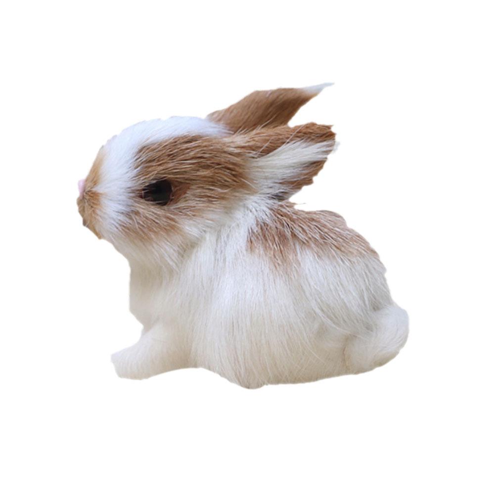 Cute Simulation Plush Rabbit Ornament Easter Furry Animal Model Bunny Miniature Home Decoration U5I0