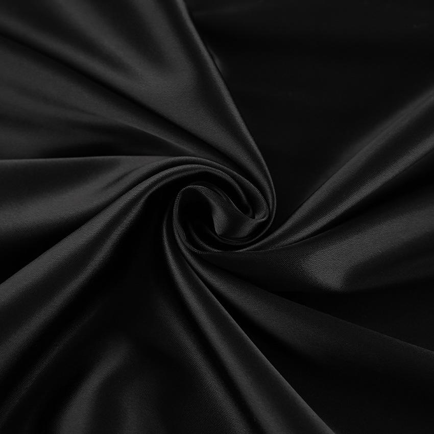 Autumn Black Fashion Thick Matte Satin Satin Crew Neck Bubble Sleeve Commuter Sexy Dress Women's Clothing