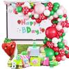Summer Strawberry Party Balloon Wreath Set Girl Birthday Red Latex Balloon Birthday Background Decoration