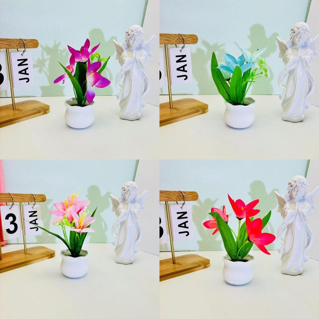 Flower Narcissus Potted With Silk Plastic Material For Home Garden Studio Decor