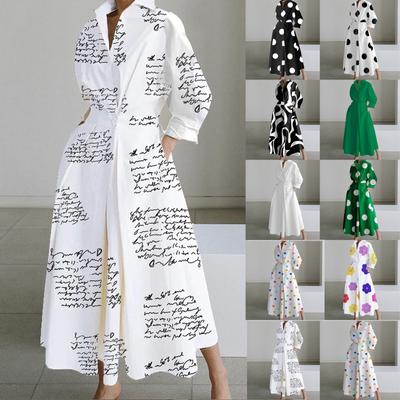 Women's Fashion Long Sleeve V-Neck Print Dress For Women