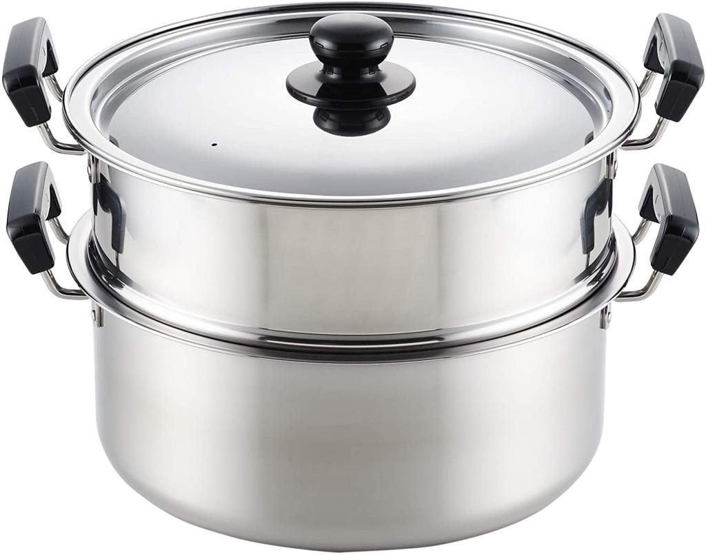 Yoshikawa Two-Tier Steamer, Mansai, 28cm, 7.8L, Stainless Steel, Induction and Gas Compatible, Tsubame-Sanjo, Made in Japan, SH9867
