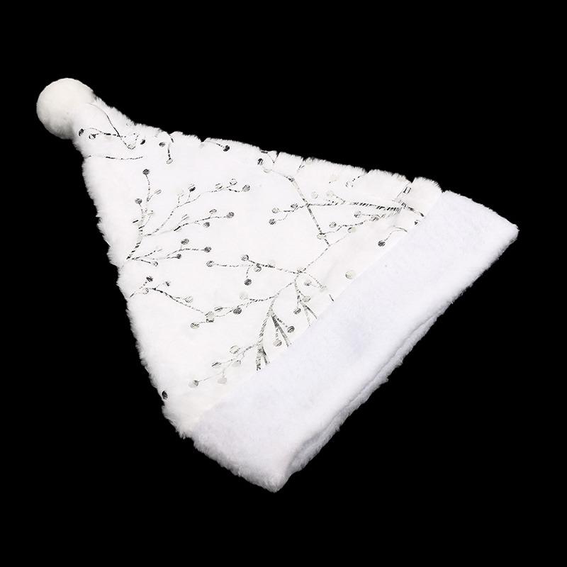 Weißer Plüsch Weihnachtshut Gold Silber Pailletten Schneeflocke Weihnachtsmannhüte Mützen Für Weihnachten Heimparty Deko Navidad Geschenke