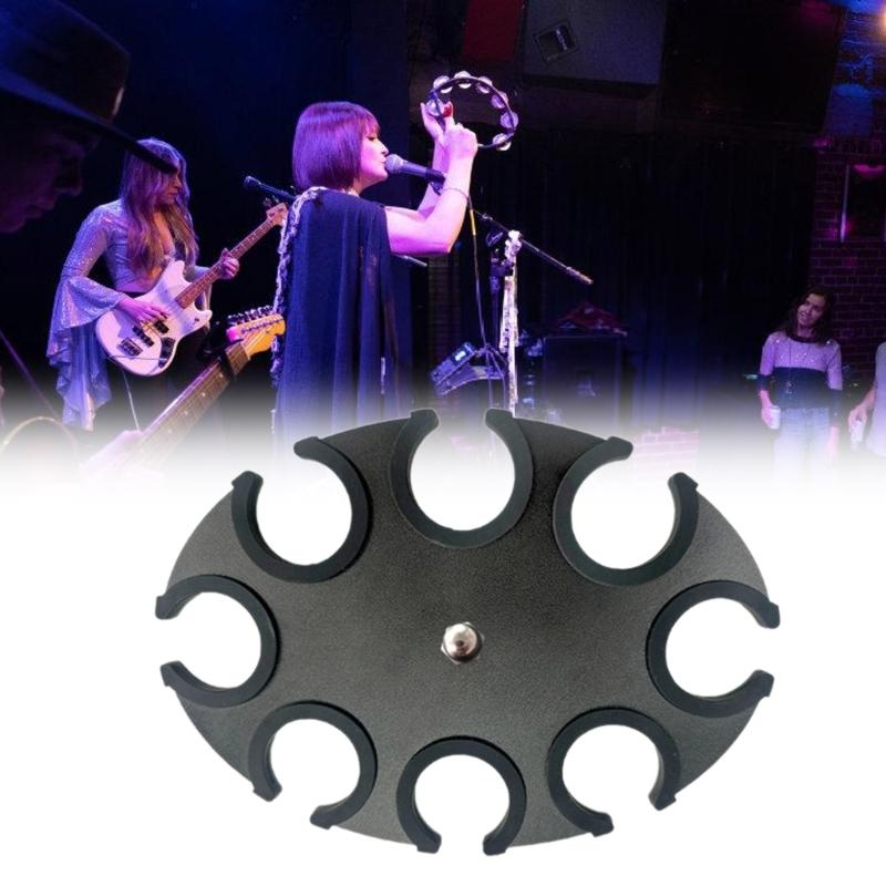 Multi Microphone Holder Organiser Round Shape Mic Storage Stand Tray Equipped with Silicone Sleeve & Mounting Screw