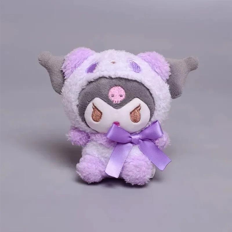 @Mini Kawaii Sanrio Keychain Plush Kuromi Doll Keyring Hello Kitty Plushie Cinnamoroll KeyChains Bag Pendant Toy Gift