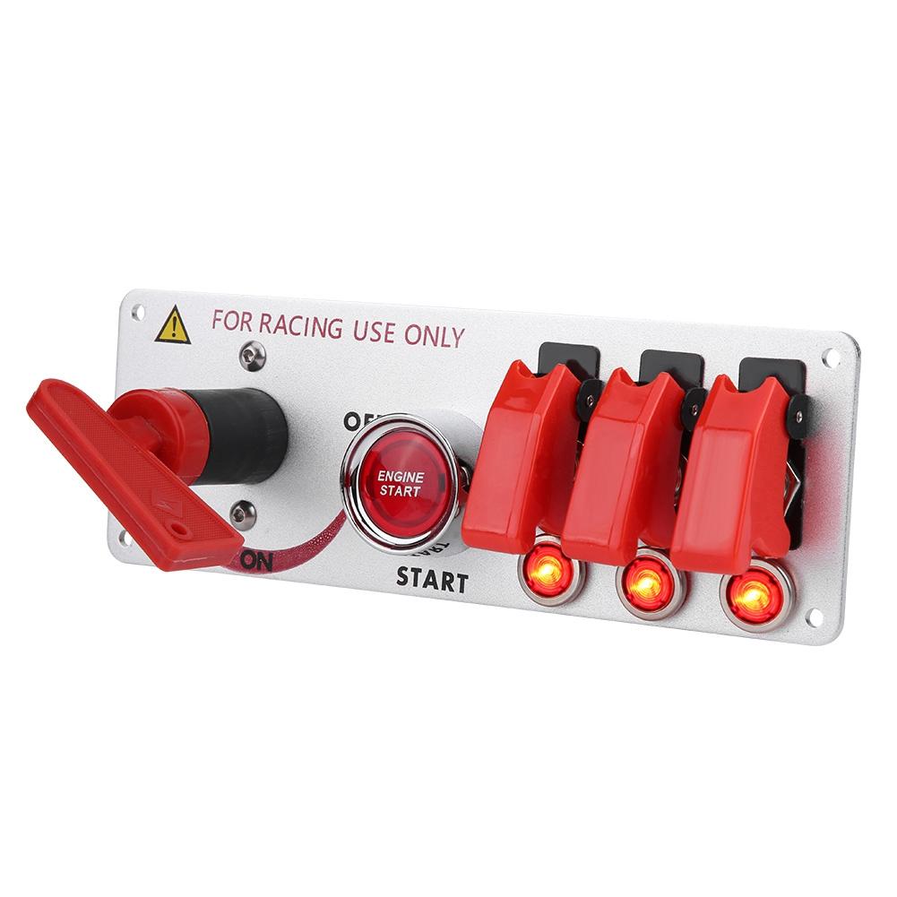 12V Racing Car Ignition Switch Panel Engine Start LED Push Button Toggle Panel