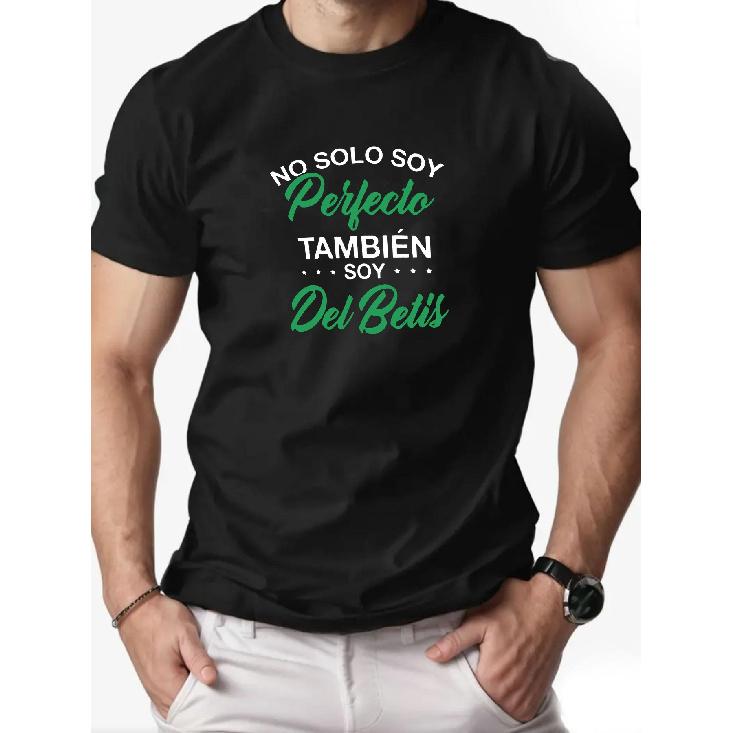 Men S NO SOLO SOY Perfecto TAMBIeN SOY Del Betis Graphic T-Shirt | Crewneck Tee with Spanish Text, Lightweight, Long Sleeve, Slight Stretch Fabric, S чёрный