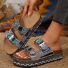 Nuove Sandali Estivi da Donna Taglie Forti Moda Suola Chunky Corda di Canapa Doppia Fibbia Strass Sughero Sandali da Spiaggia a Infradito