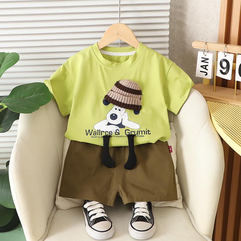 2025 Мальчиковый мультяшный комплект из двух предметов с короткими рукавами в уличном стиле на лето 100cm