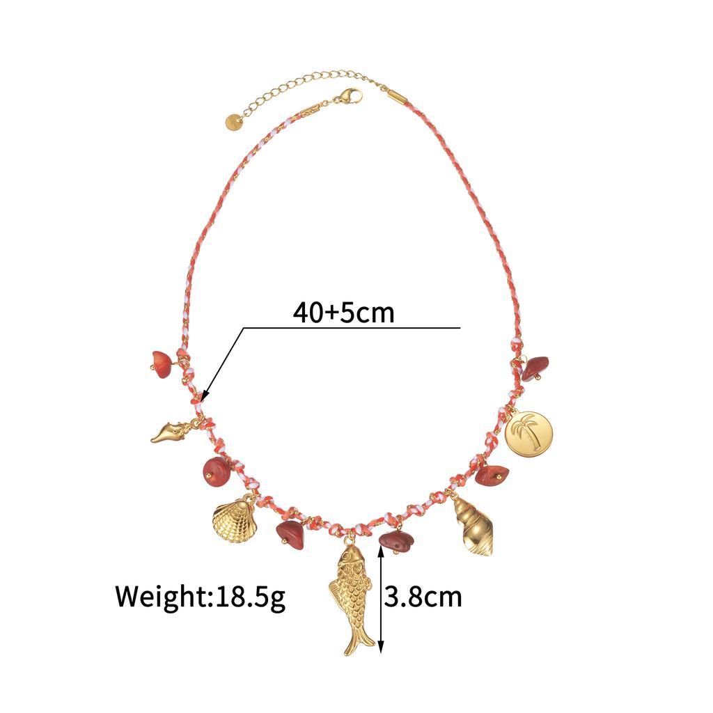 Atoztide Moda Collar con Colgante de Cereza para Mujer Acero Inoxidable Múltiples Estilos Perla de Imitación Cerámica Colgante Joyería Regalo