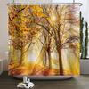 Fall Forest Natural Scene Shower Curtain for Bathroom Autumn Maple Tree Plants Rural Landscape Pumpkin Waterproof Shower Curtain