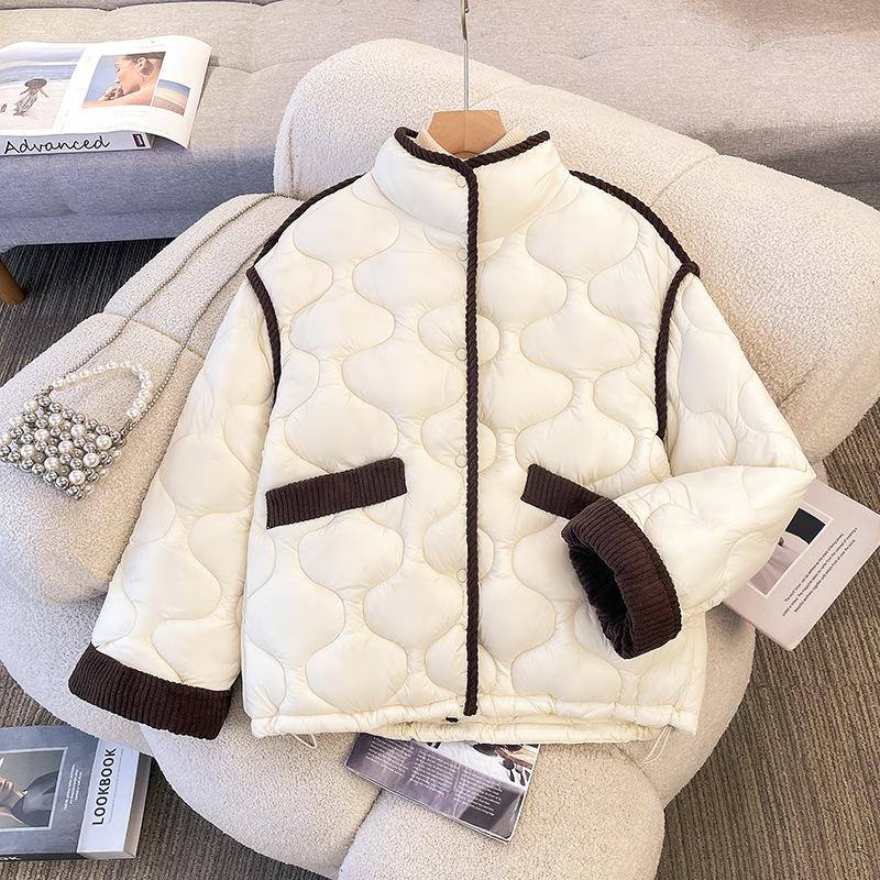 Winter down cotton-padded clothes rhombus splicing cotton-padded jacket women's short new light and thin small thin jacket