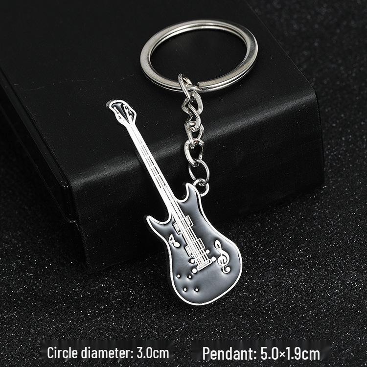 European & American Rock Guitar Keychain: Hip Hop Drip Oil Alloy Pendant Charm for Women's Bags