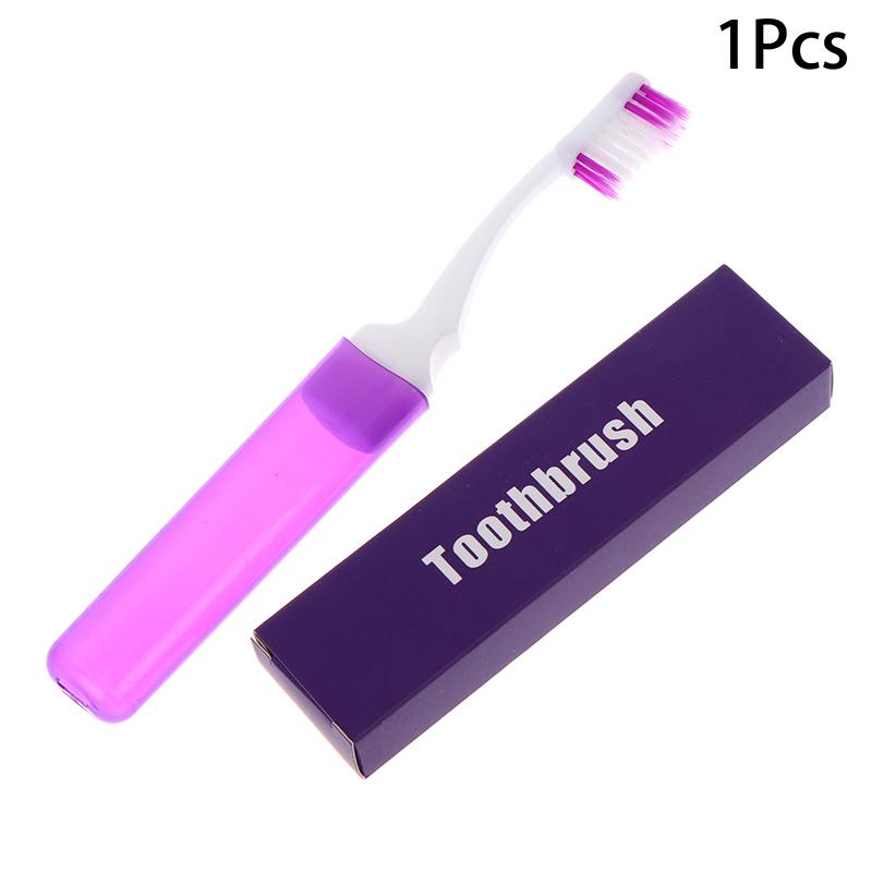 

{Summer2} 1/6Pcs Mini Travel Portable Toothbrush Foldable With Case Small Dental Brush Adult In Transparent Candy Colors фіолетовий