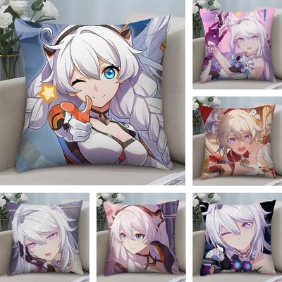 Kiana Kaslana Anime Mädchen Kissenbezug Kurzplüsch Kissenbezüge Sofa Dekorativ Geschenk Zuhause Beidseitiger Druck Kissenbezug