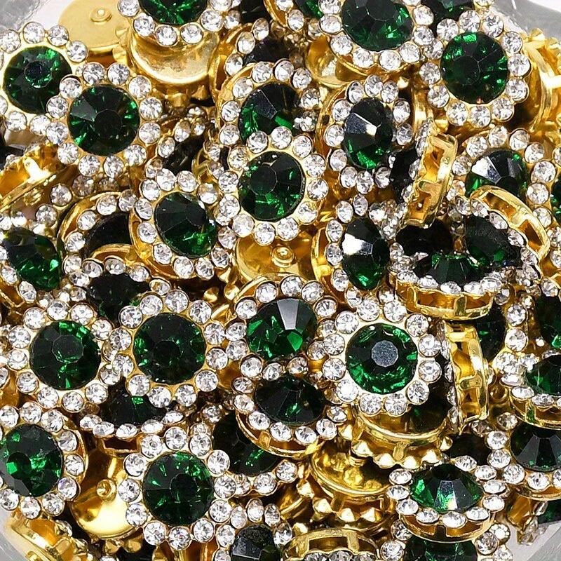 150Pcs 12mm Claw Cup Glass Rhinestones Strass Shiny Crystals Base Sew on Rhinestones for Clothes DIY Craft Sewing Accessories