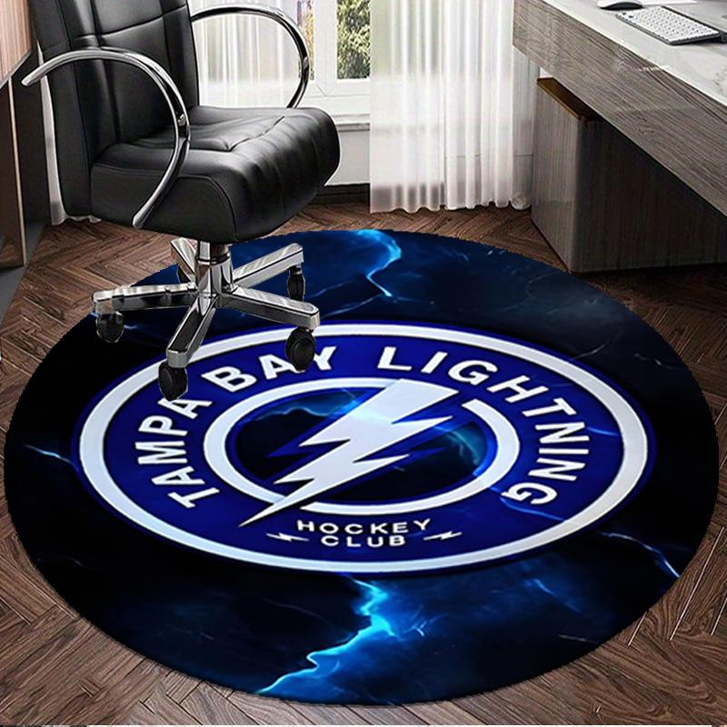 1PC Tampa Bay Hockey Round Rug, Non-slip Chair Mat, Home Decor, Circle Carpet Perfect for Office, Bedroom, Living Room,Christmas gift