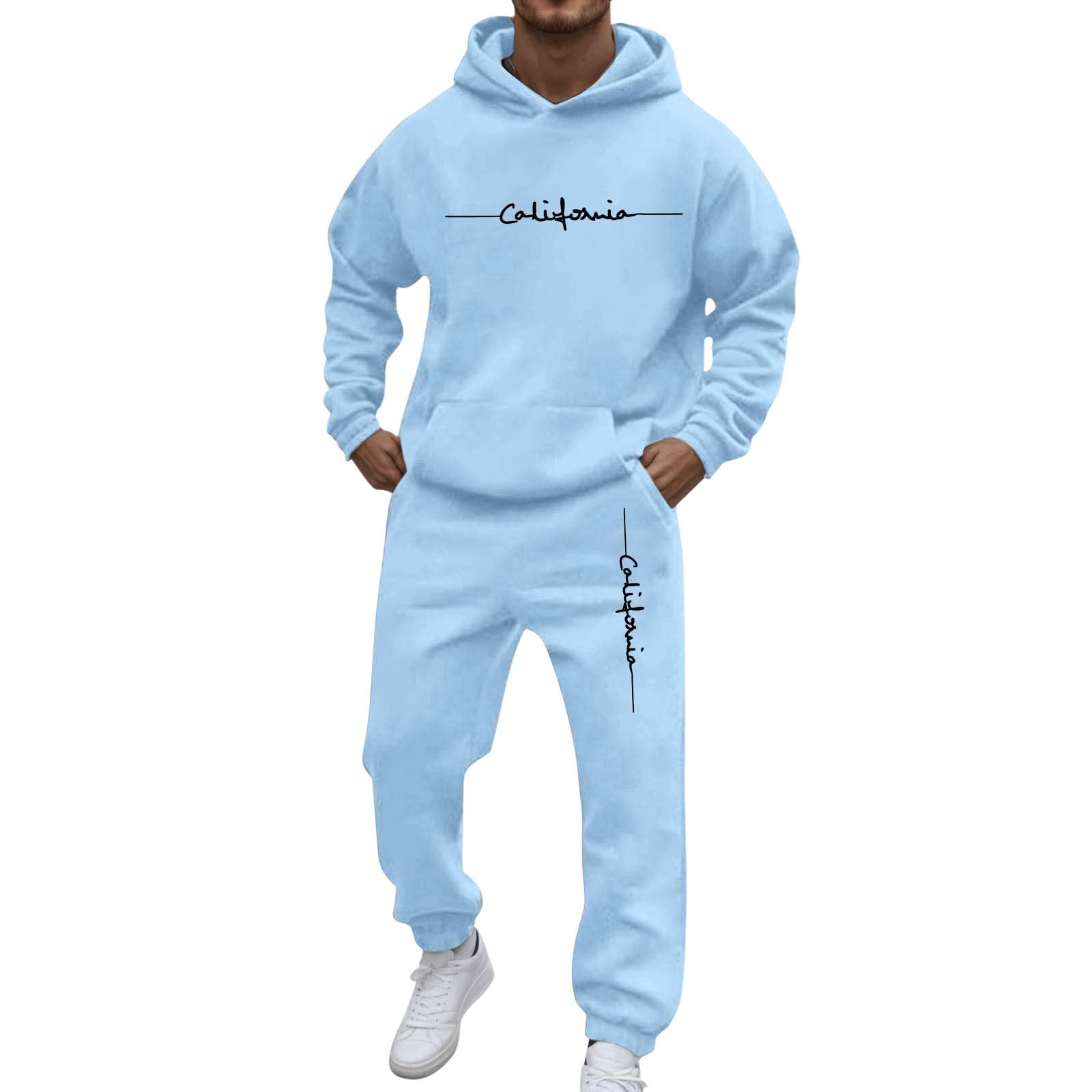 

Мужская повседневная и персонализированная толстовка с капюшоном с длинными рукавами и принтом, мужской спортивный костюм из двух предметов (толстовка и спортивные штаны) M