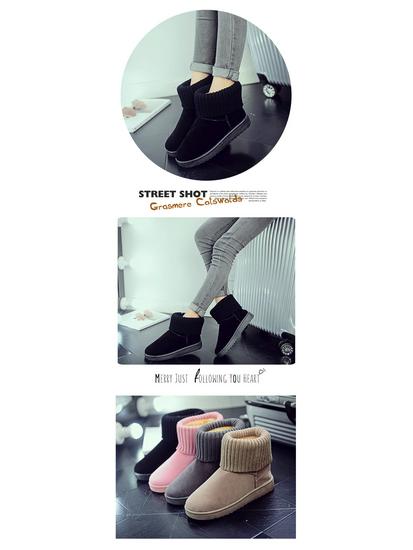 Women's Waterproof Wool Snow Boots, Flat Heel, Non-Slip, Warm Velvet Lining, Short Style