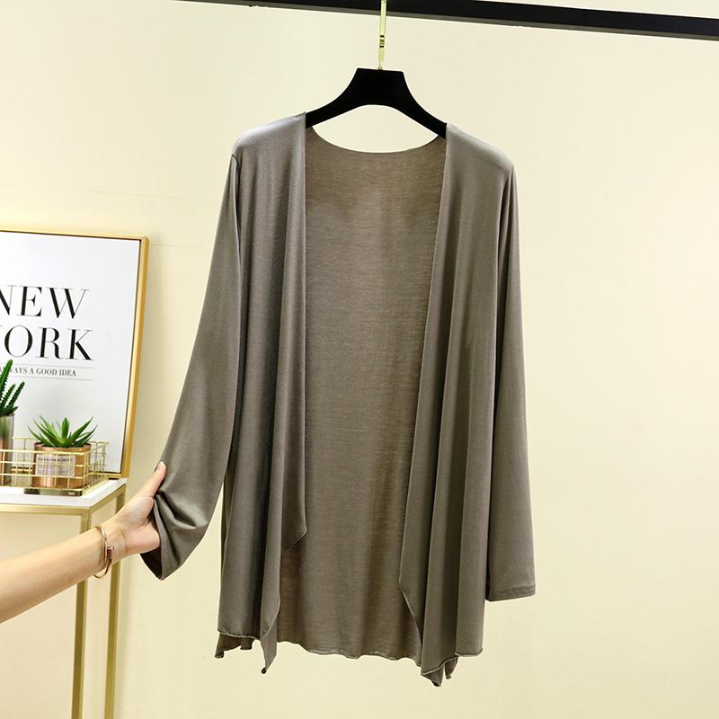 Sommar Dam Ärm Enfärgad Blus Casual Semester Strand Öppen Skjorta Blusar Mode Cardigan