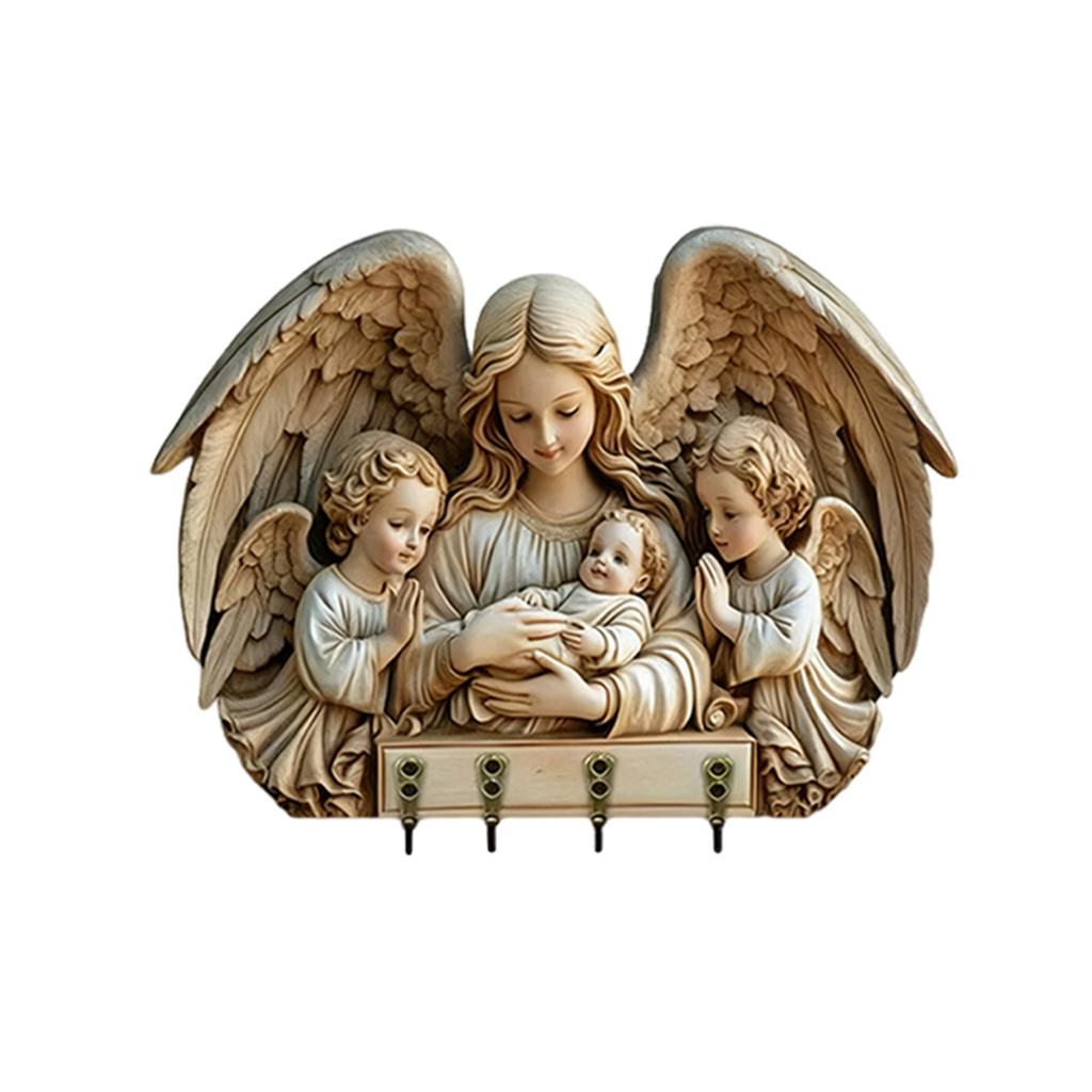 Wooden Multifunctional Home Key Holder, Wooden Keys Holder With Communion Theme, Religious Home Decor Wall Mount, Multifunctional Organizer With